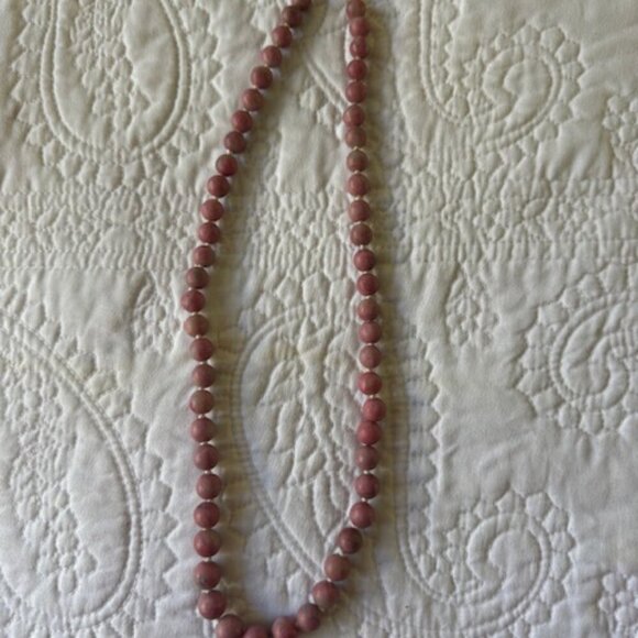 1930s Chinese  Pink Rhodonite Necklace S Silver Closure - Picture 4 of 5